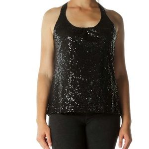Express Racerback Black Sequin Top Size XS